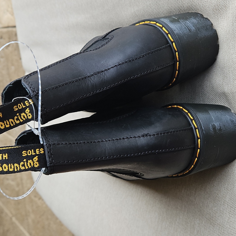 Dr. Martens Black Chelsea Boots with Yellow Accents - Picture 6 of 10